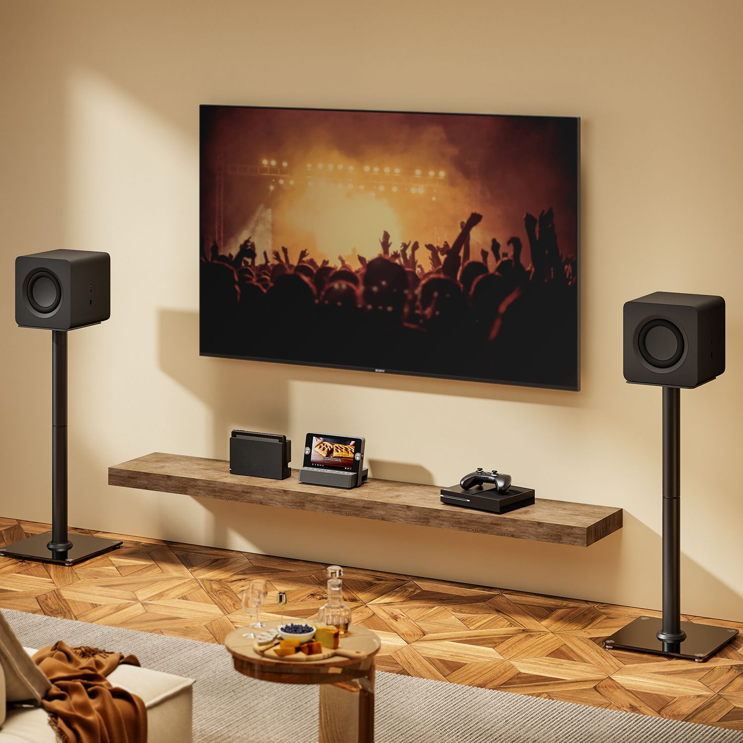 SPK11U-433 - Soporte de Suelo AISENS para 2 Altavoces M�x. 25Kg Negro (SPK11U-433)