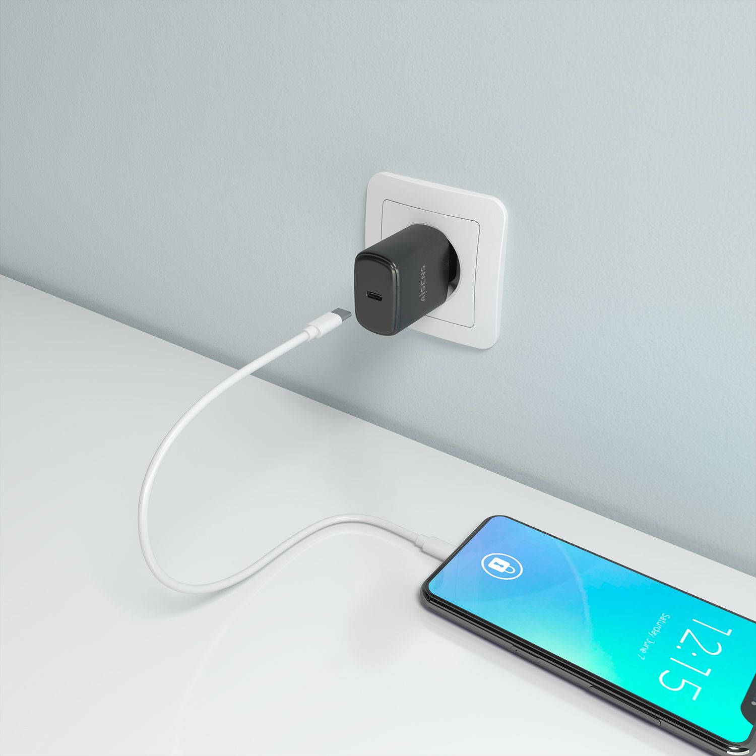 A110-0976 - Cargador de Pared AISENS GaN 1xUSB-C PD 3.0 QC 3.0 30W Negro (A110-0976)