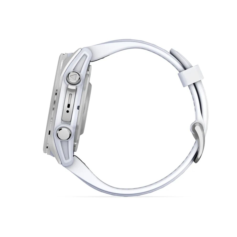 010-02903-00 - Smartwatch Garmin Fenix 8 AMOLED Digital 1.3? 43mm T�ctil 32Gb Micr�fono/Altavoces Integrados WiFi Bluetooth GPS Plata Correa Silicona Blanca (010-02903-00)