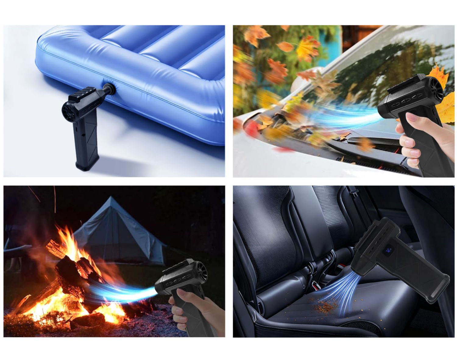 HJB-172 - Soplador de Mano DENVER Carga por USB-C 6000mAh Luz LED 2 Boquillas de limpieza nEGRO (HJB-172)