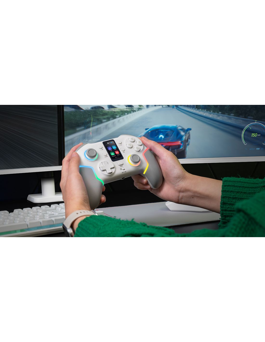 MGPV3W - GamePad Mars Gaming Inal�mbrico Bluetooth ARGB, compatible con Switch/Wwitch 2/PC/Android/iOS 13.0+, Blanco. (MGPV3W)