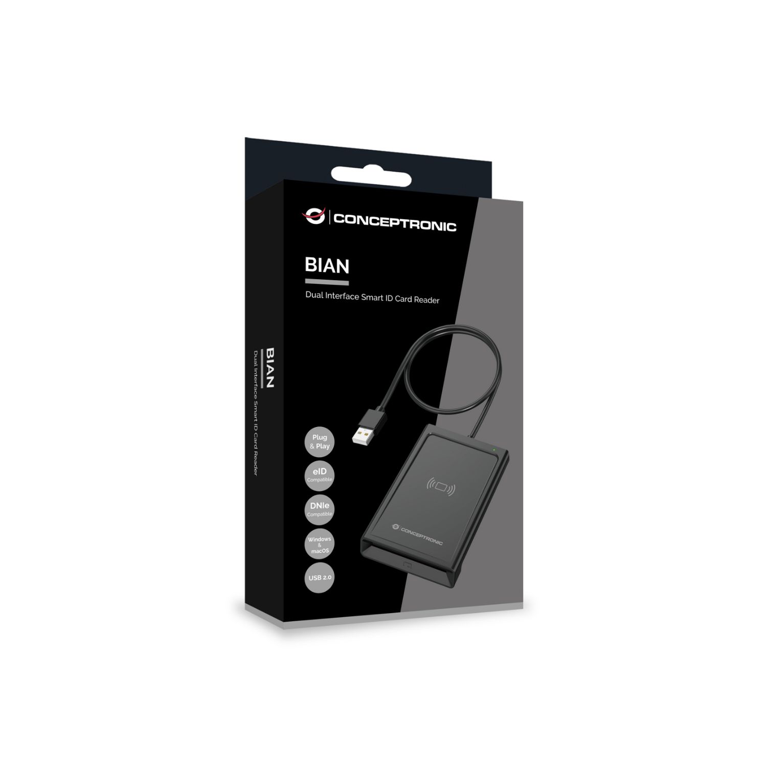BIAN11B - Lector de Tarjetas CONCEPTRONIC NFC USB 2.0 Negro (BIAN11B)