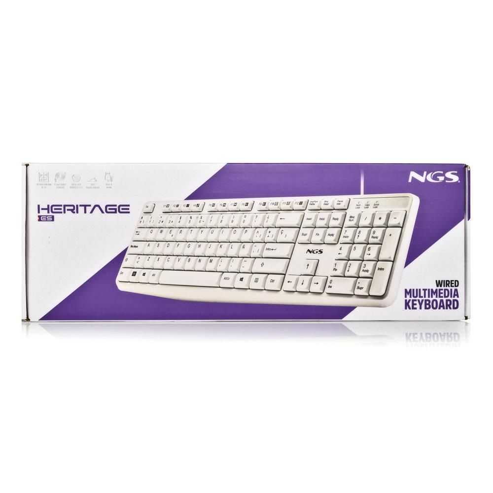 HERITAGESPANISH - Teclado NGS QWERTY USB-A Cable 1.5m Blanco (HERITAGESPANISH)