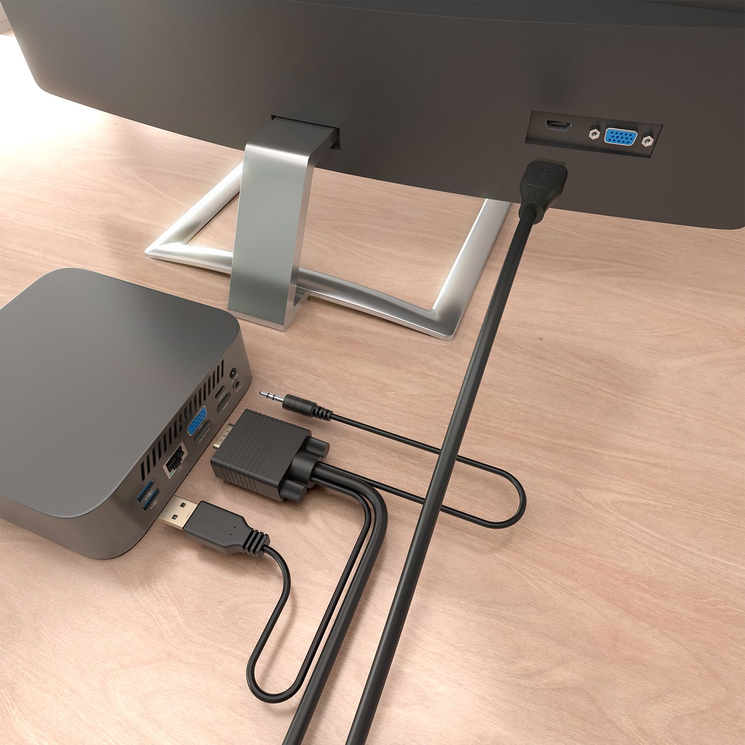 A115-1007 - Conversor AISENS VGA+USB-A+3.5mm/M a HDMI A/M 1m Negro (A115-1007)