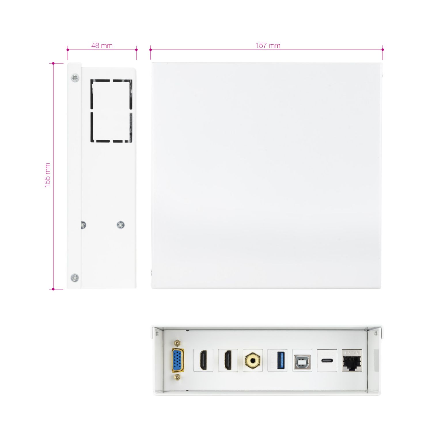 10.35.0004 - Caja de Conexiones Nanocable VGA/ 2HDMI/ Jack3.5mm / 1Usb-C 10G/ 1usb-B2.0/ 1Usb-A3.0/ 1RJ45 Cat.6A STP, Blanco. (10.35.0004)