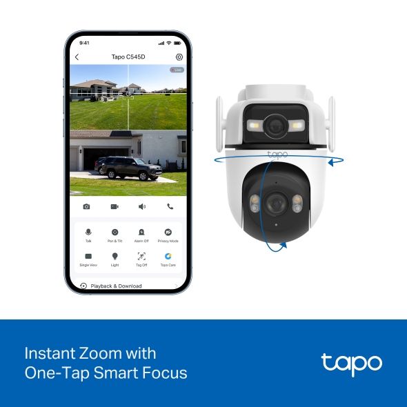 TAPO C545D - C�mara IP TP-Link Sensor CMOS 3mp H.264 360� Micr�fono/Altavoces Integrados 1xRJ45 WiFi Ethernet IP66 Visi�n Nocturna/IR Exterior Techo/Pared/Poste Blanca (TAPO C545D)