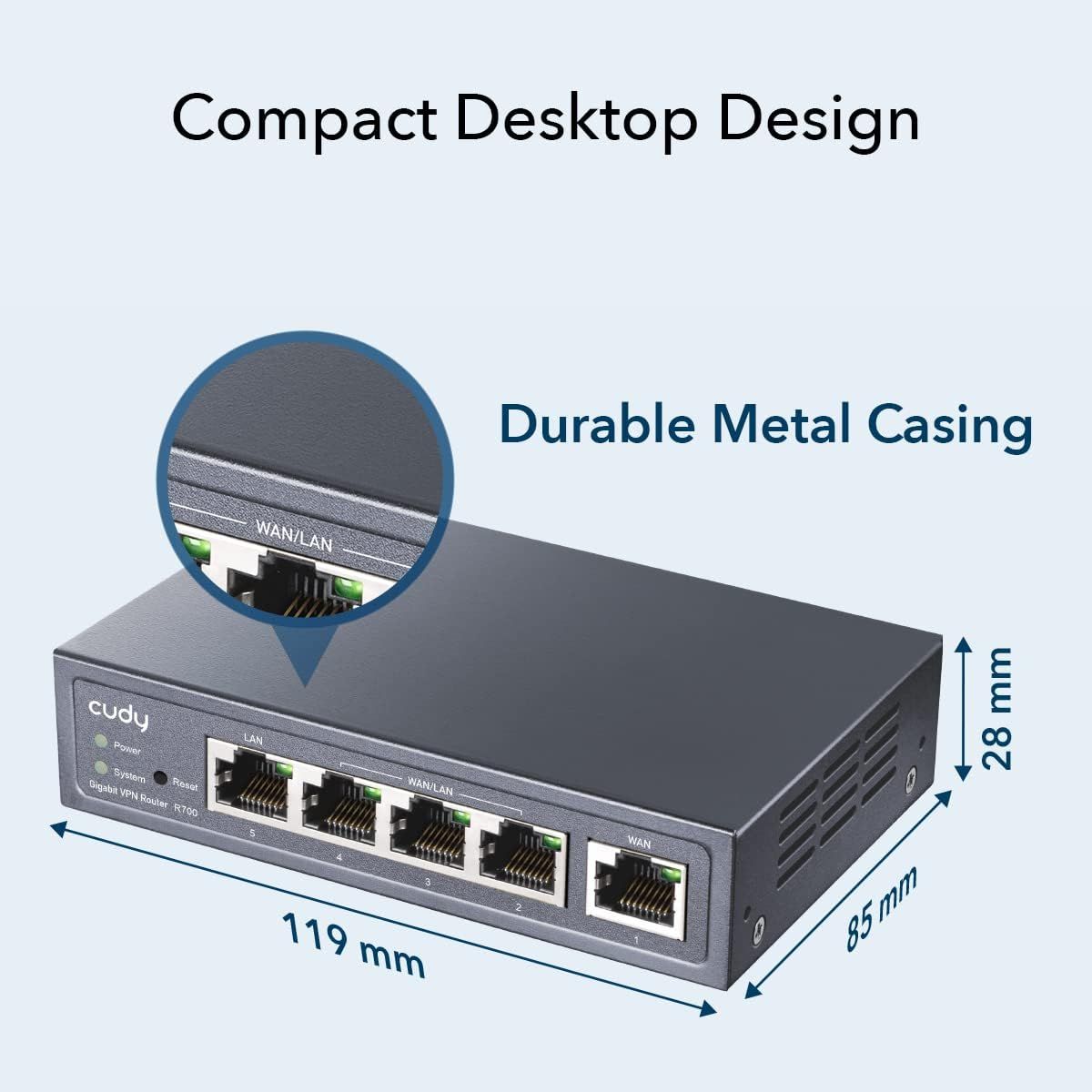 R700 - Router CUDY 1xWAN 1xRJ45 Ethernet LAN GbE Gris (R700)