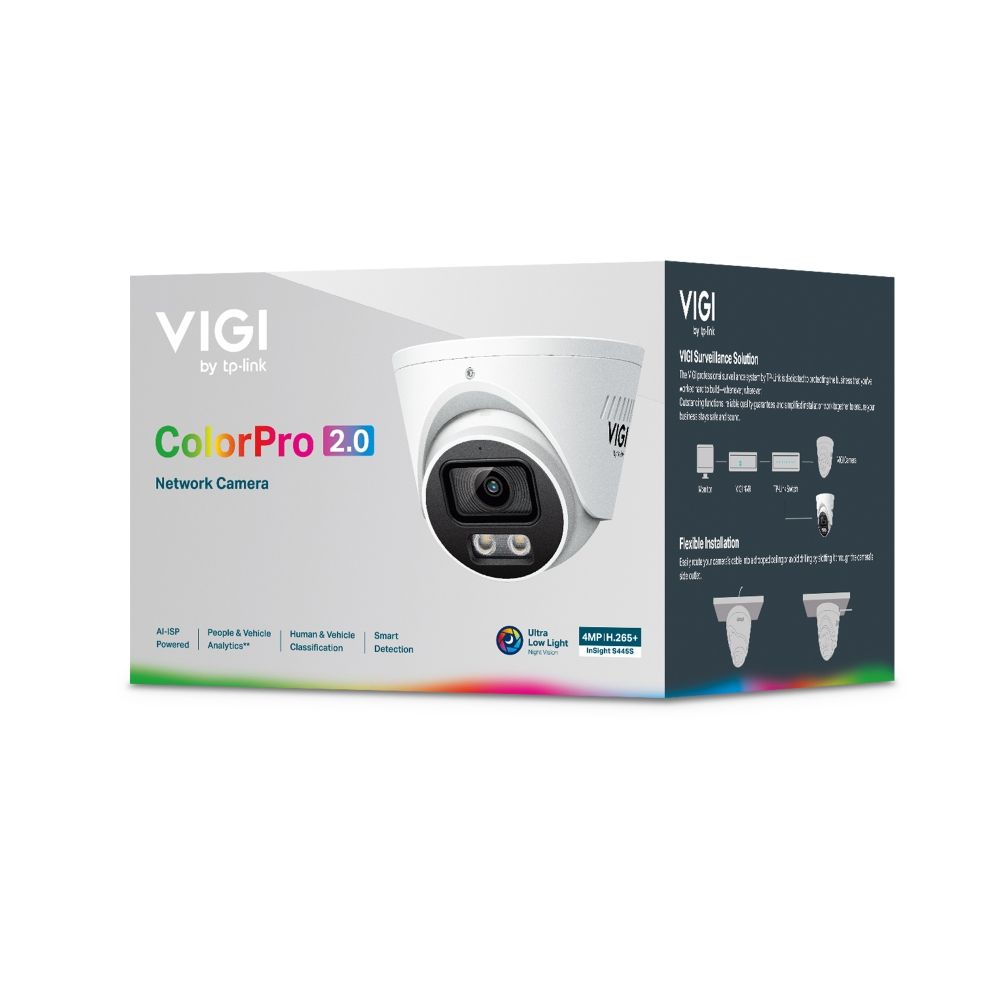 INSIGHT S445S 2.8MM - C�mara IP TP-Link VIGI ColorPro 2.0 Turret 4mp Sensor CMOS 360� Micr�fono/Altavoces Integrados 1xRJ45 Ethernet IP67 Visi�n Nocturna Interior/Exterior Techo/Pared Blanca (InSight S445S 2.8mm)