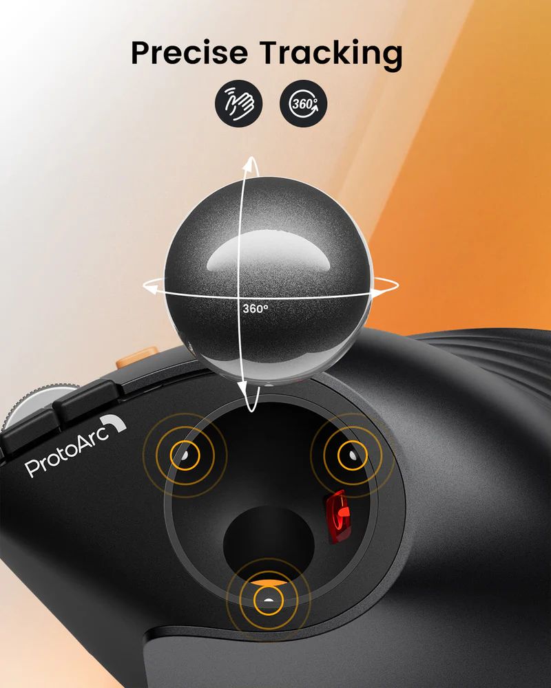 CP015520 - Rat�n Vertical Ergon�mico ProtoArc EM05 NL Trackball Wireless Gris (CP015520)