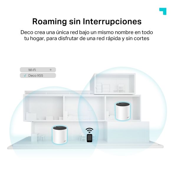 DECO X55 - Sistema Mesh TP-Link AX3000 3xRJ45 Ethernet WAN WiFi 6 Dual Band Antena Interna Pack 2 Blanco (DECOX55-2PK)