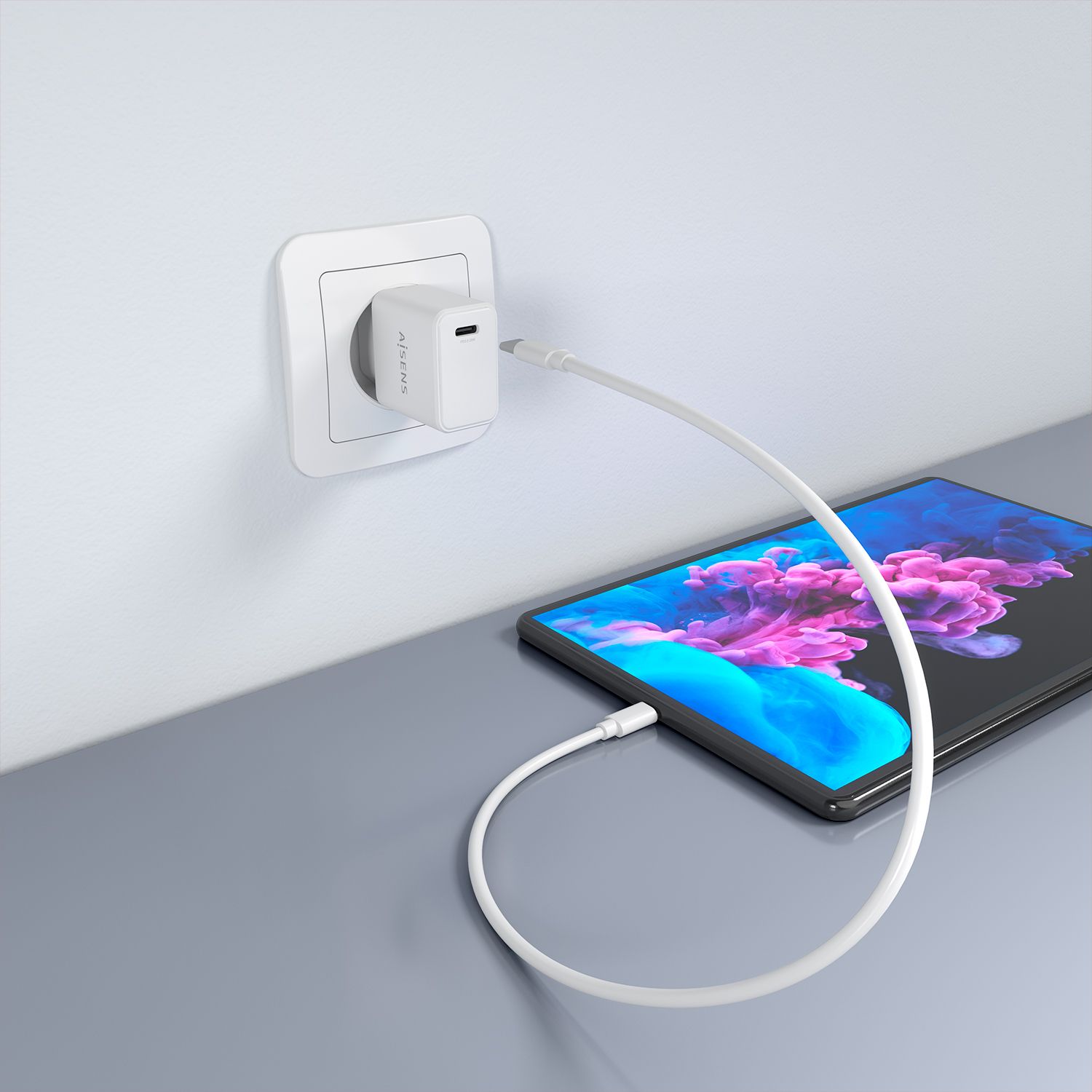 A110-1023 - Cargador de Pared AISENS GaN 20W PD 3.0 QC 3.0 1xUSB-C Blanco (A110-1023)