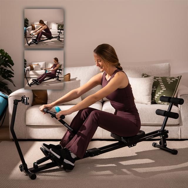 A01_EU01_118904 - Remo de Fitness Cecotec Drumfit Rower CompactROW. Resistencia hidr�ulica ajustable en 12 niveles, Soporta hasta 110 kg, dise�o plegable. (A01_EU01_118904)