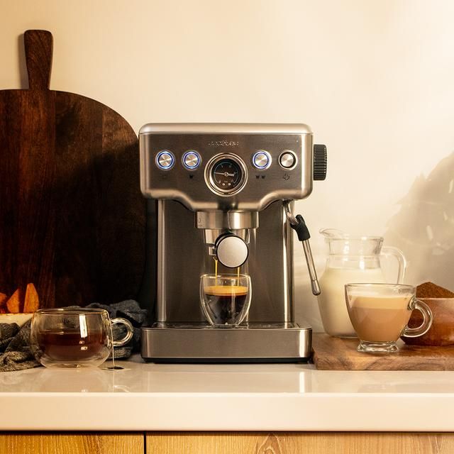 01982 - Mini Cafetera CECOTEC Power Espresso 20 Barista Mini 1465W 20 Bares Dep�sito Extraible 1.8L Man�metro Sistema Thermoblock 2 Caf�s (01982)