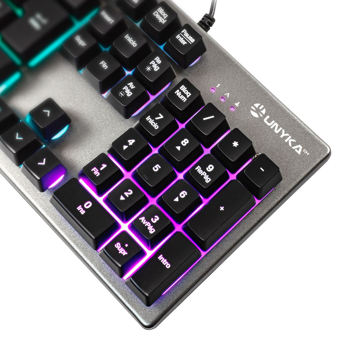 UK505450 - Teclado Gaming UNYKA NOVA K244 QWERTY 105 Teclas LED RGB USB-A Portugu�s Gris (UK505450)