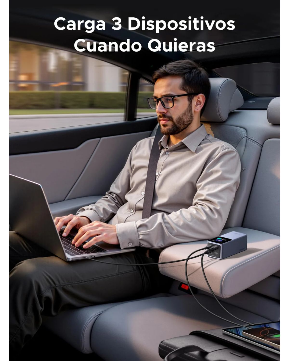 35524B - PowerBank Ugreen Nexode 20000 mAh 130W 1xUSB-A 2xUSB-C Gris (35524B)