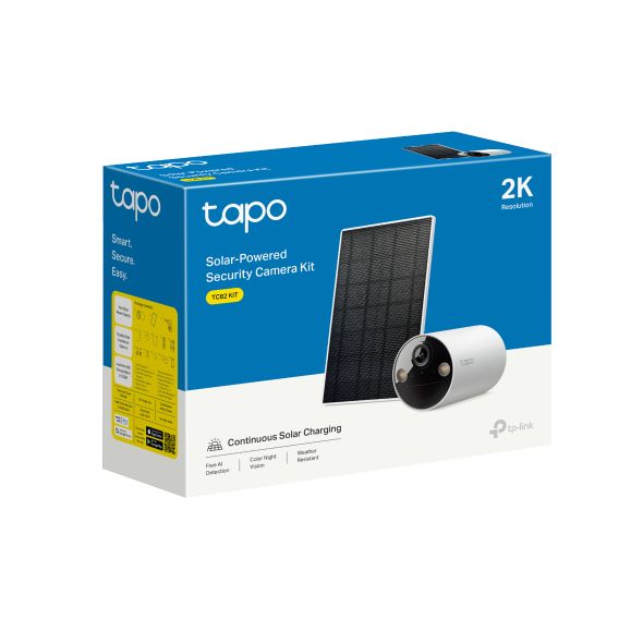 TC82 KIT - C�mara IP TP-Link 2K 3mp H.264 Sensor CMOS Panel Solar Altavoces/Micr�fono Integrados IP65 WiFi Interior/Exterior Visi�n Nocturna 9.1m LED IR Techo/Pared Blanca (TC82 KIT)