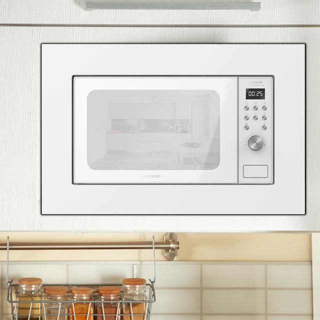 01378 - Microondas encastrable CECOTEC GrandHeat 2000 Built-In, Digital de 700W, Integrable, 20l, Grill, 9 Funciones preconfiguradas, Quick Start, Diseo elegante, Blanco (01378)