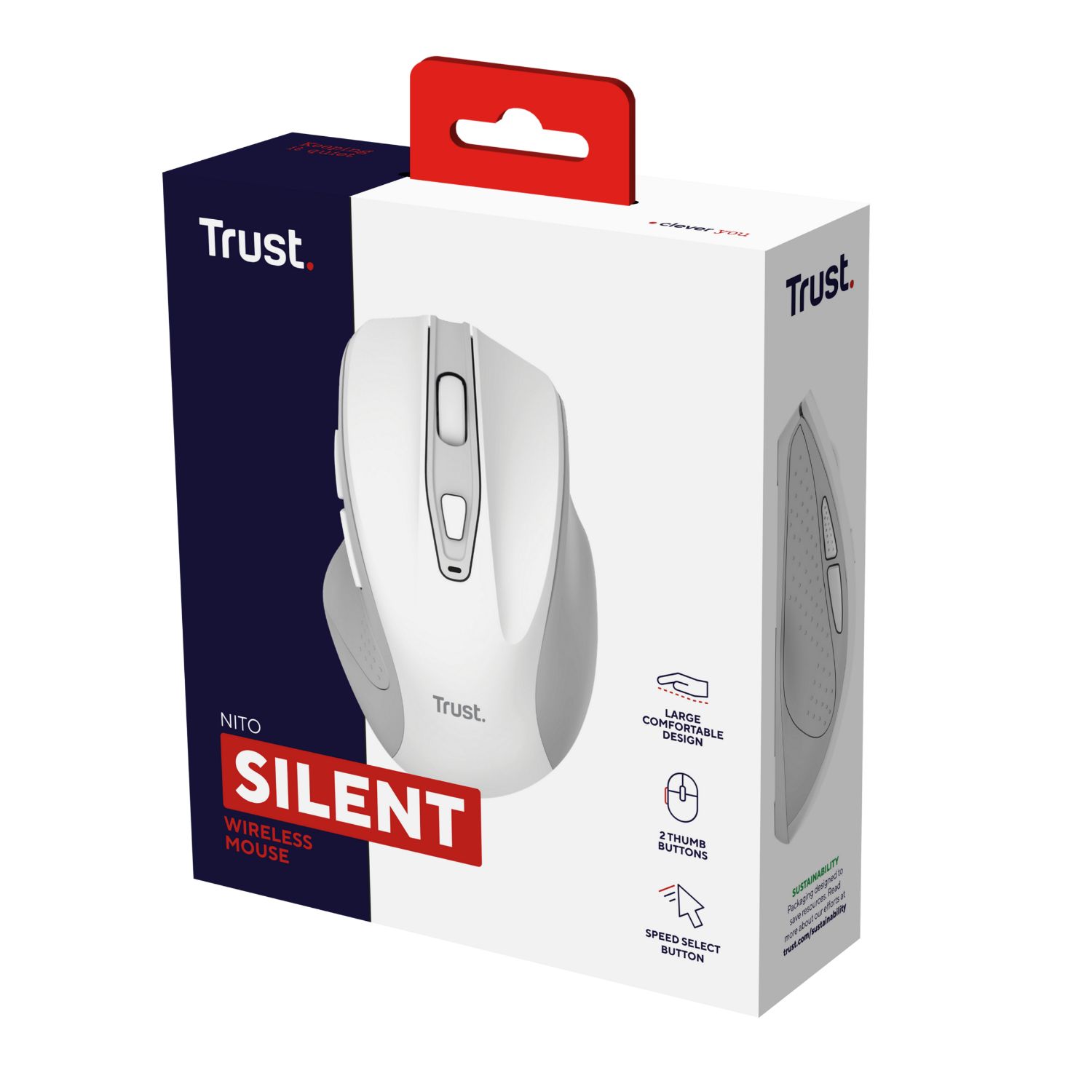 25550 - Ratn Trust Nito ptico Diestro Silencioso RF Wireless 2200dpi 5 Botones Blanco (25550)