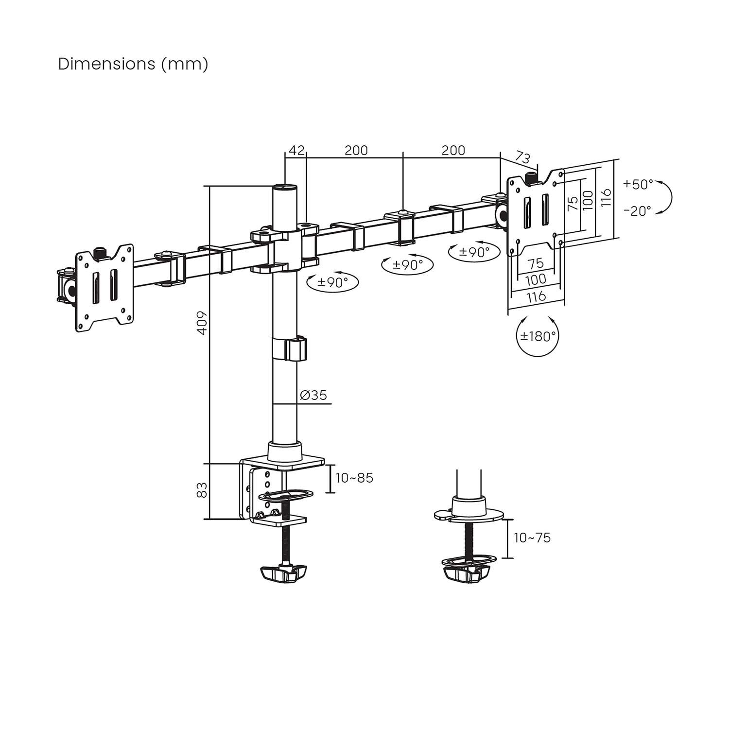 DT35TSR-359 - Soporte Mesa AISENS 2Brazos 17