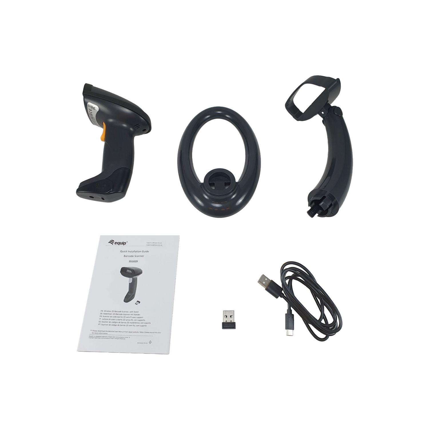 351029 - Lector EQUIP Cdigo de Barras RF Wireless/Bluetooth 1D/2D IP54 Soporte Negro (351029)