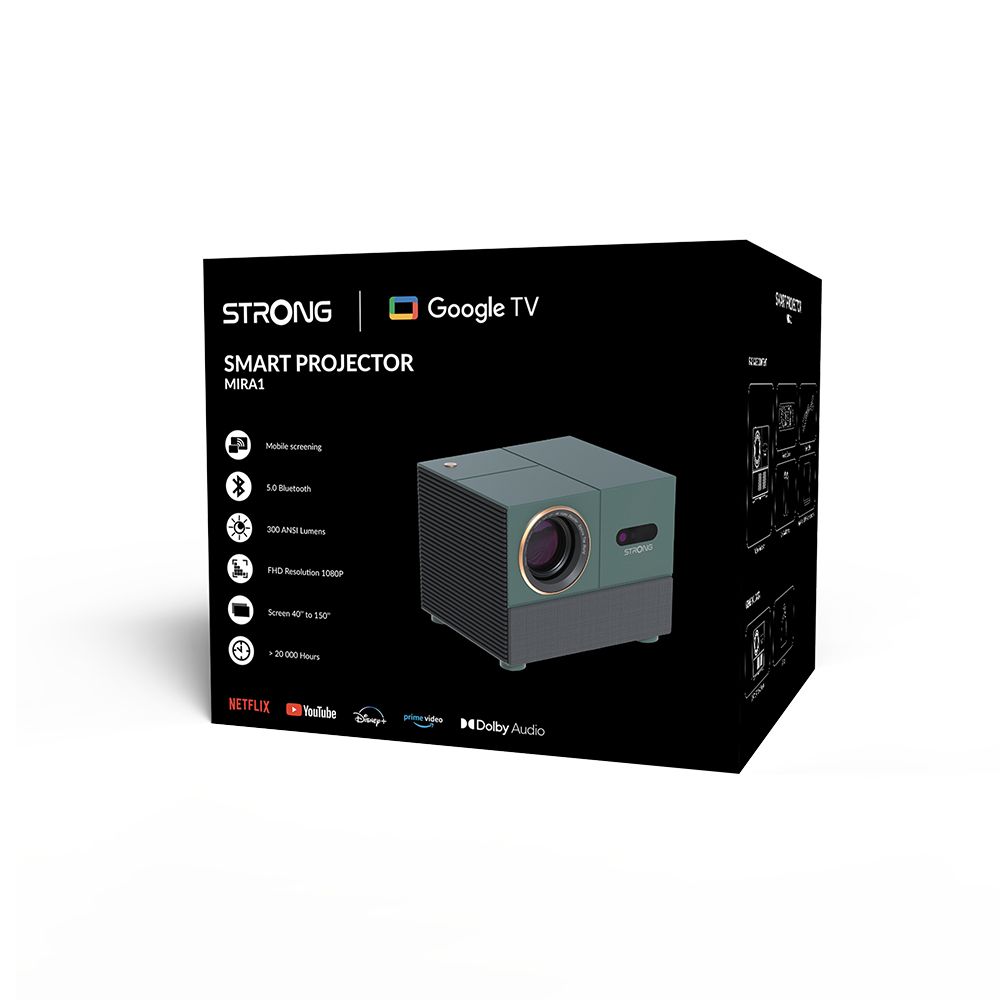 MIRA1 - Proyector Strong 16:9 LCD FHD 300L WiFi Bluetooth 5.0 1xUSB-A 2.0 1xHDMI 1.4 Smart TV Mando a Distancia Verde (MIRA1)
