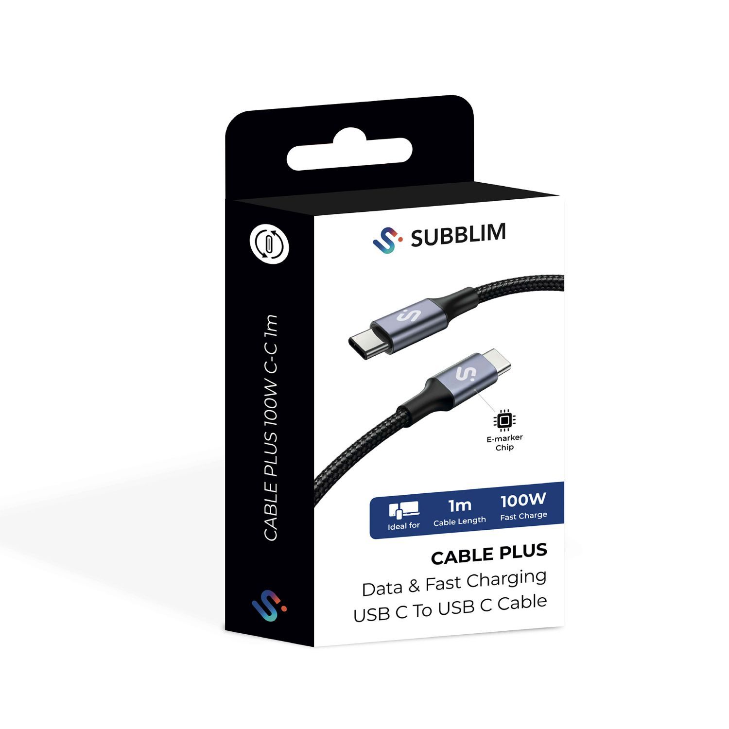 SUBCAB-C10001 - Cable SUBBLIM USB-C 2.0 M/M 1m Negro (SUBCAB-C10001)