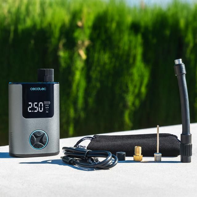 A01_EU01_106113 - Inflador elctrico CECOTEC Mini Air Max para bicicleta, moto, coche, patinetes y balones. Con doble batera de 600 mAh y capacidad inflado de hasta 150psi para dos neumticos de bicicleta (A01_EU01_106113)
