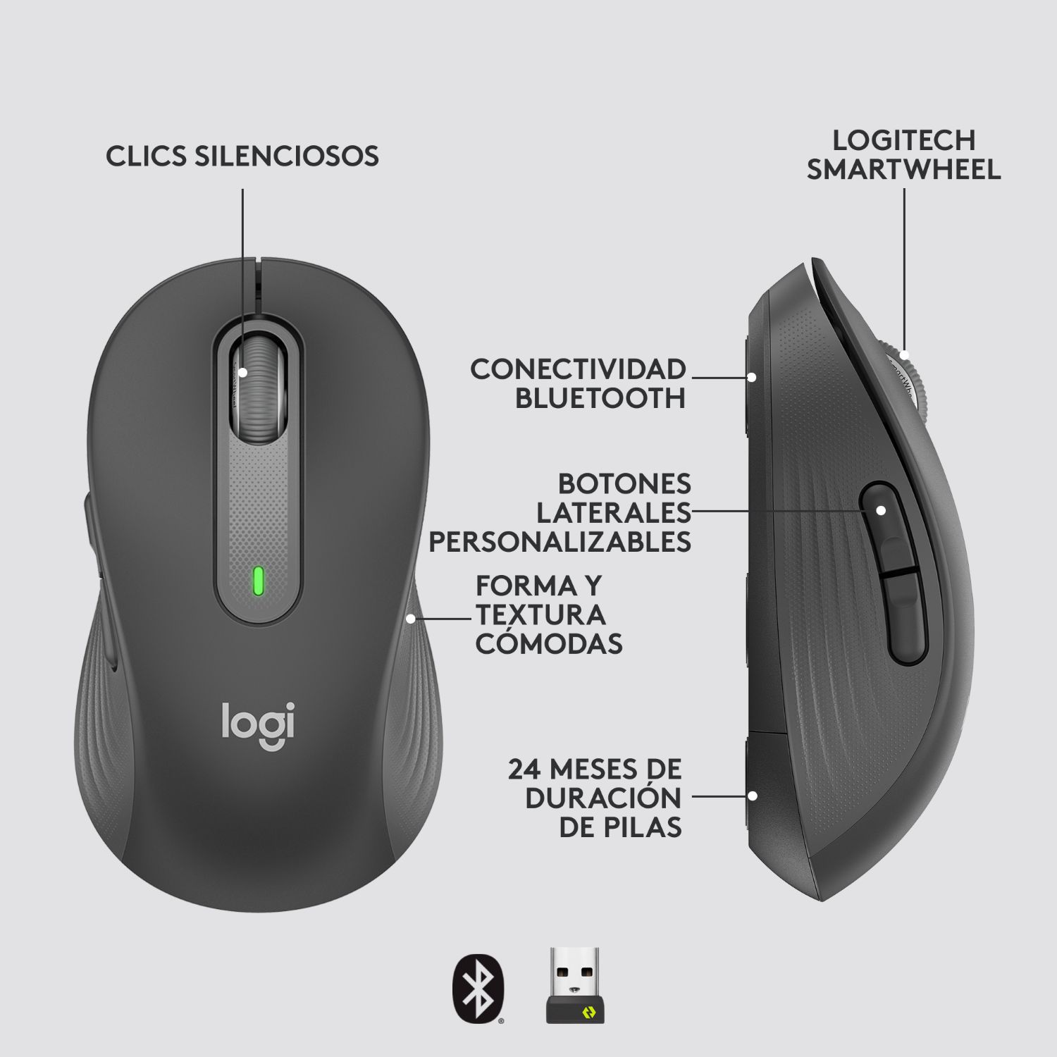 910-006253 - Ratn Logitech Signature M650 Bluetooth Silencioso Gris (910-006253)