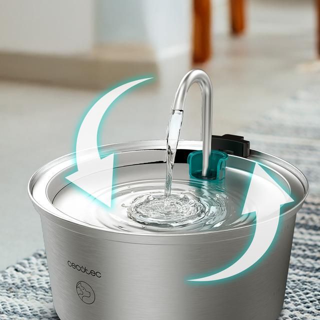 A01_EU01_103271 - Fuente automtica para mascotas CECOTEC Pumba 3200 Refresh Inox con capacidad de 3,2 litros, material en acero inoxidable, diseo de cascada.(A01_EU01_103271)