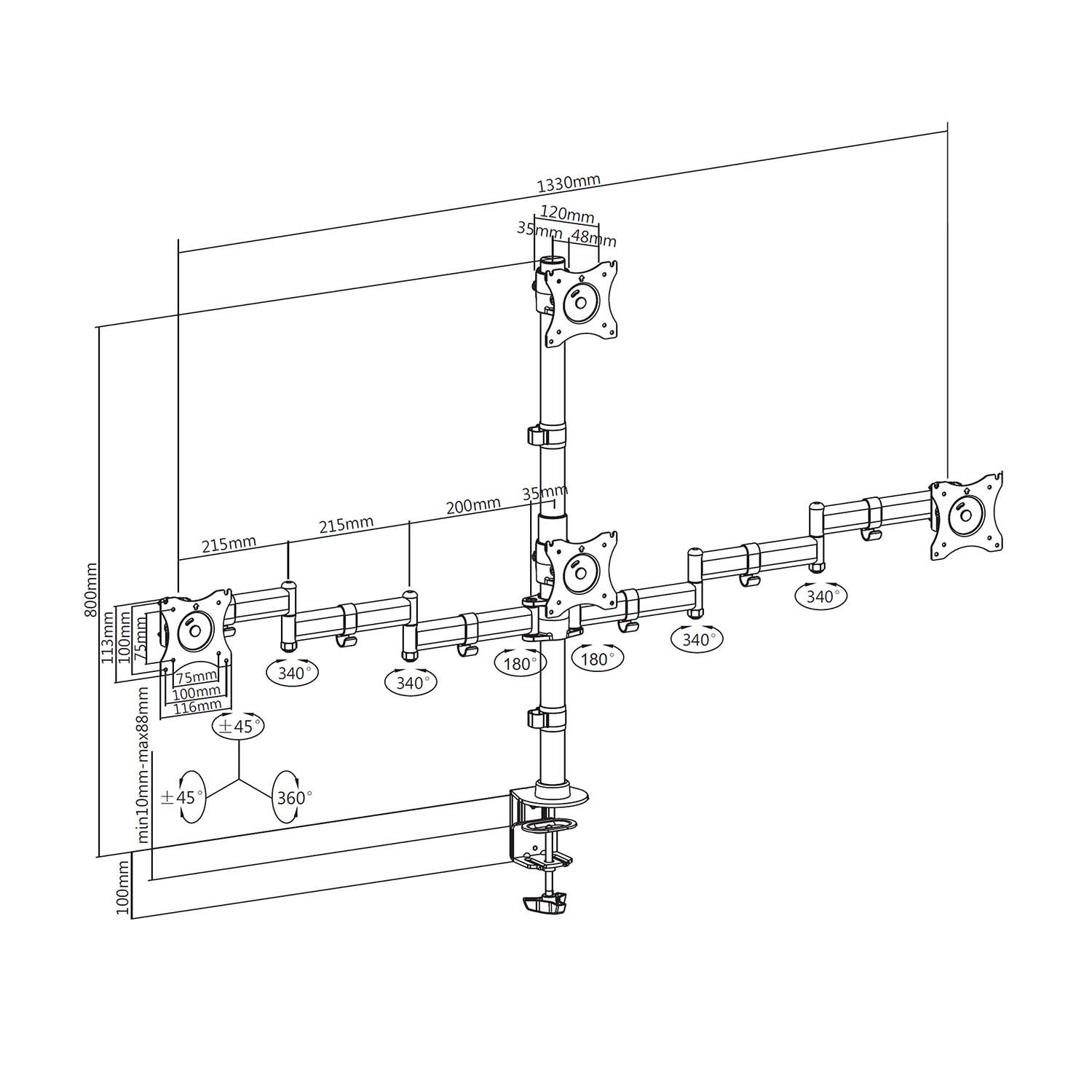 DT27TSR-379 - Soporte AISENS para 4Monitores 13