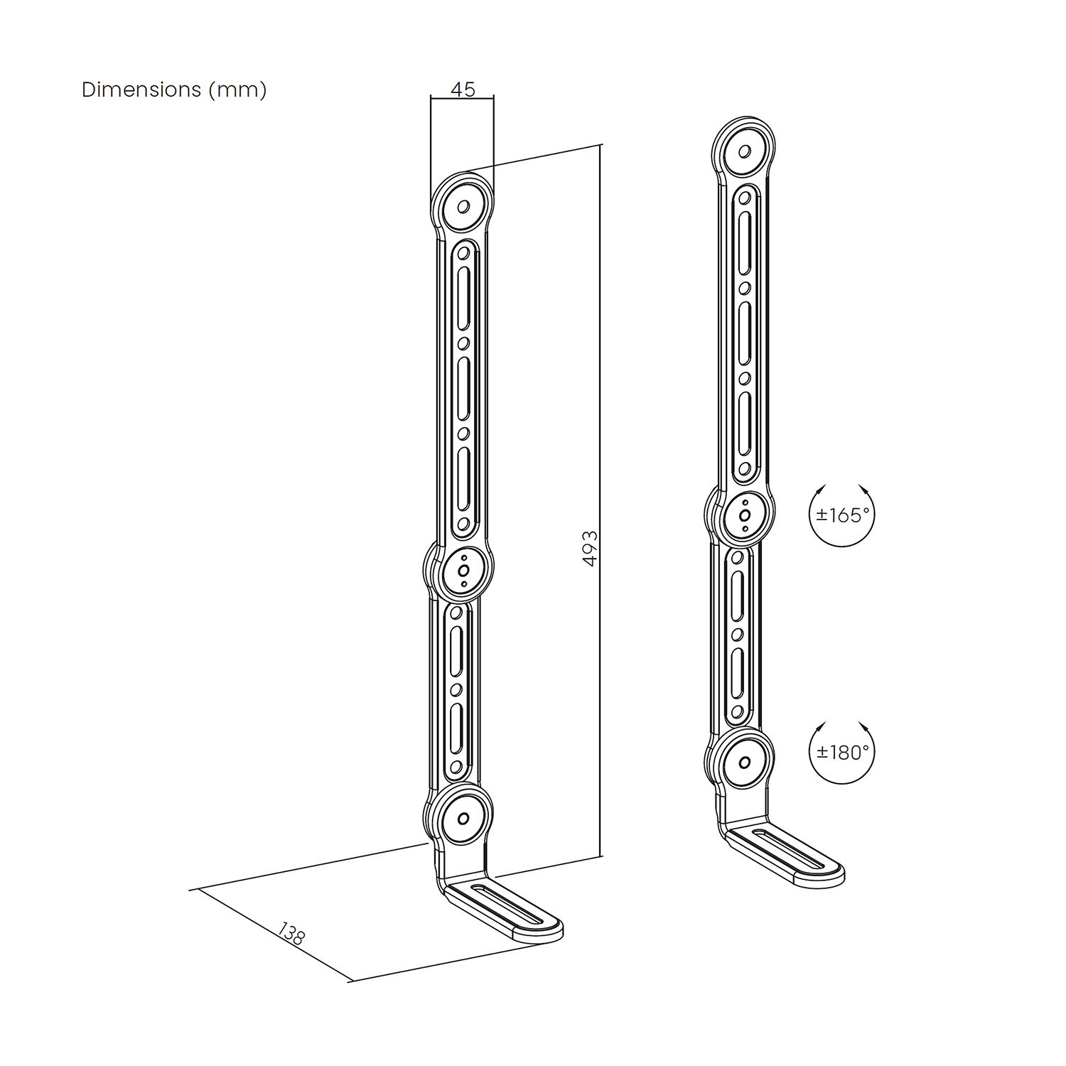 SPK03U-375 - Soporte AISENS para Barra de Sonido, hasta 15Kg, Acero Negro (SPK03U-375)