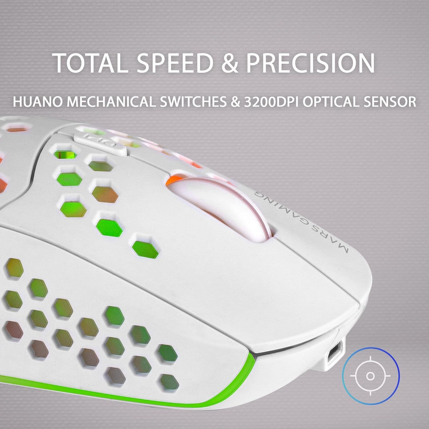 OUT4787 - Ratn Mars Gaming RGB RF 2.4GHz Blanco (MMW3W) Perfecto estado. Caja original deteriorada. (OUT4787)