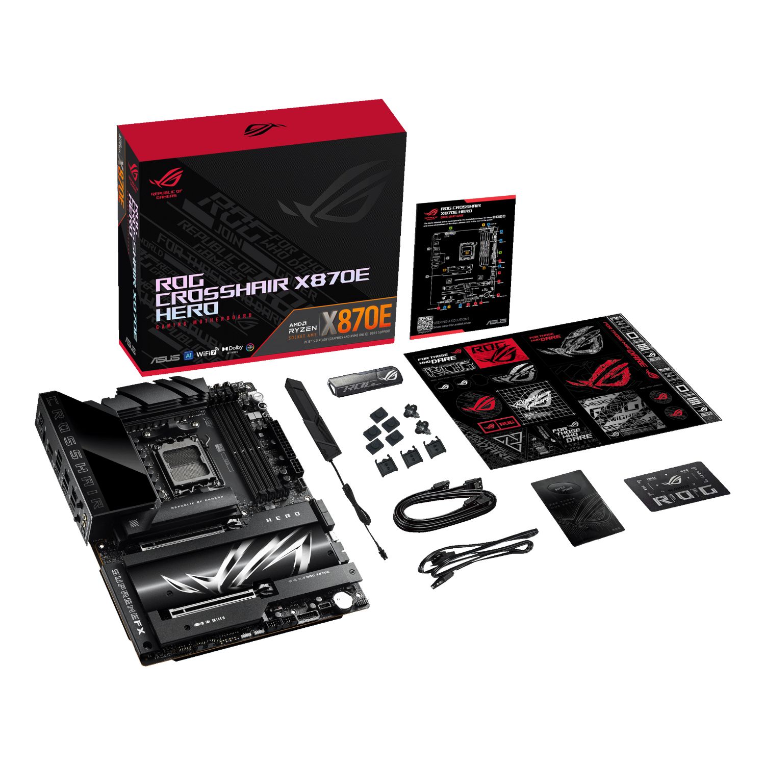 90MB1IE0-M0EAY0 - Placa base ASUS ROG CROSSHAIR X870E HERO:(AM5) 4DDR5 M.2 SATA3 USB-A/C USB 4.0 HDMI RJ45 7.1 ATX WiFi 7 Bluetooth Ethernet 2.5 GbE