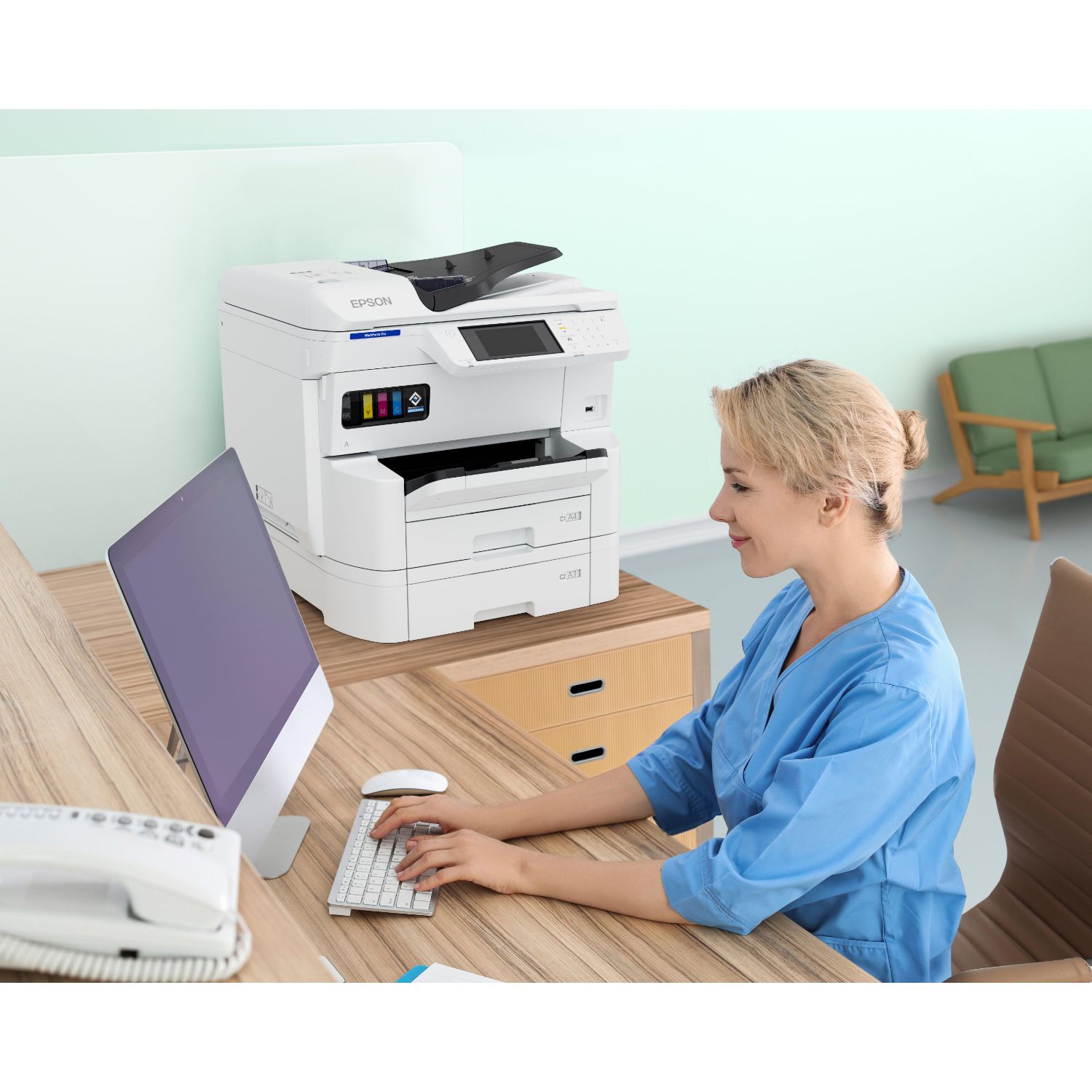 C11CL35401 - Impresora Multifuncin Epson EM-C7100DWF Pantalla Color Tctil 4800x1200dpi Color A3 USB-A/B WiFi Ethernet GbE Fax Blanca (C11CL35401)