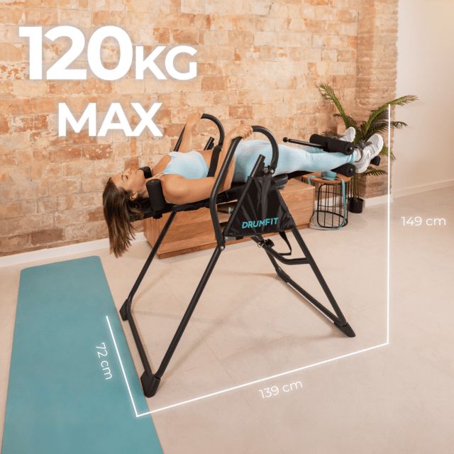 07193 - Tabla de inversin CECOTEC Drumfit Inversion 1800, plegable con inversin total. Cinturn y almohadillas de seguridad. 26 niveles ajustables. Altura ajustable entre 147 y 198 cm. (07193)