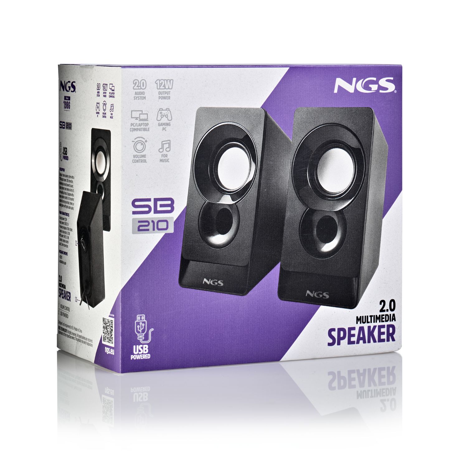 SB210 - Altavoces NGS 2.0 para Pc 12W Usb, Entrada de audio con cable jack3.5 mm, Negro (SB210)
