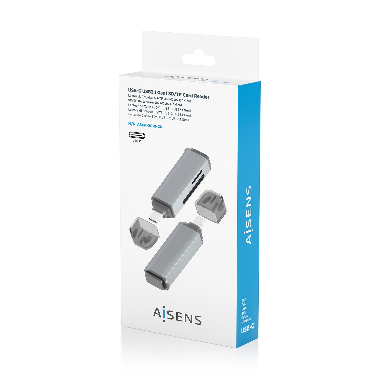 ASCR-2C10-GR - Lector Tarjetas AISENS USB-C 3.0 Gris (ASCR-2C10-GR)