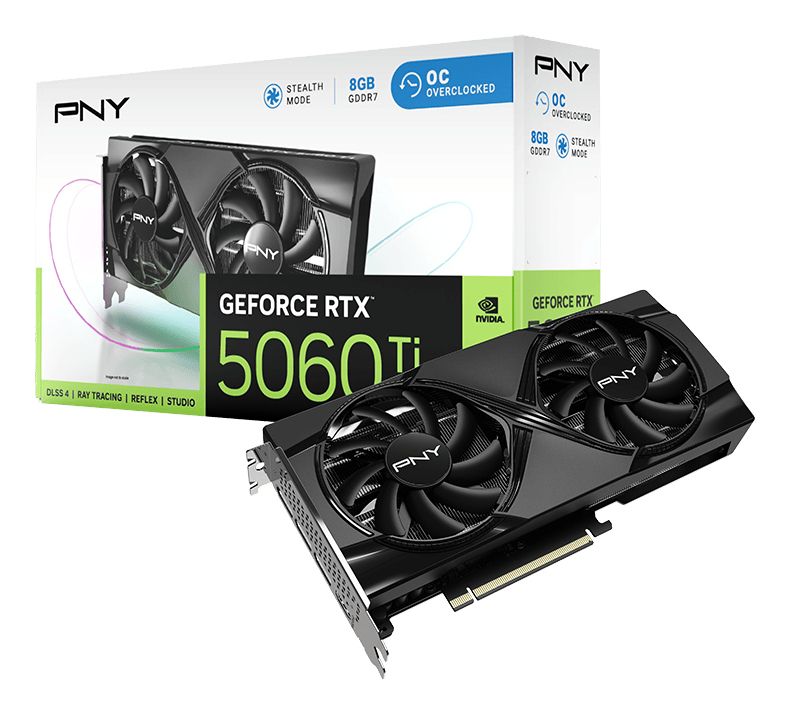 VCG5060T8DFXPB1-O - Tarjeta Grfica PNY GeForce RTX 5060 Ti OC 8Gb GDDR7 3xDP 2.1b 1xHDMI 2.1b PCIe 5.0 HDCP 2.3 Nvidia G-Sync OpenGL 4.6 Dirext 12 Ultimate (VCG5060T8DFXPB1-O)