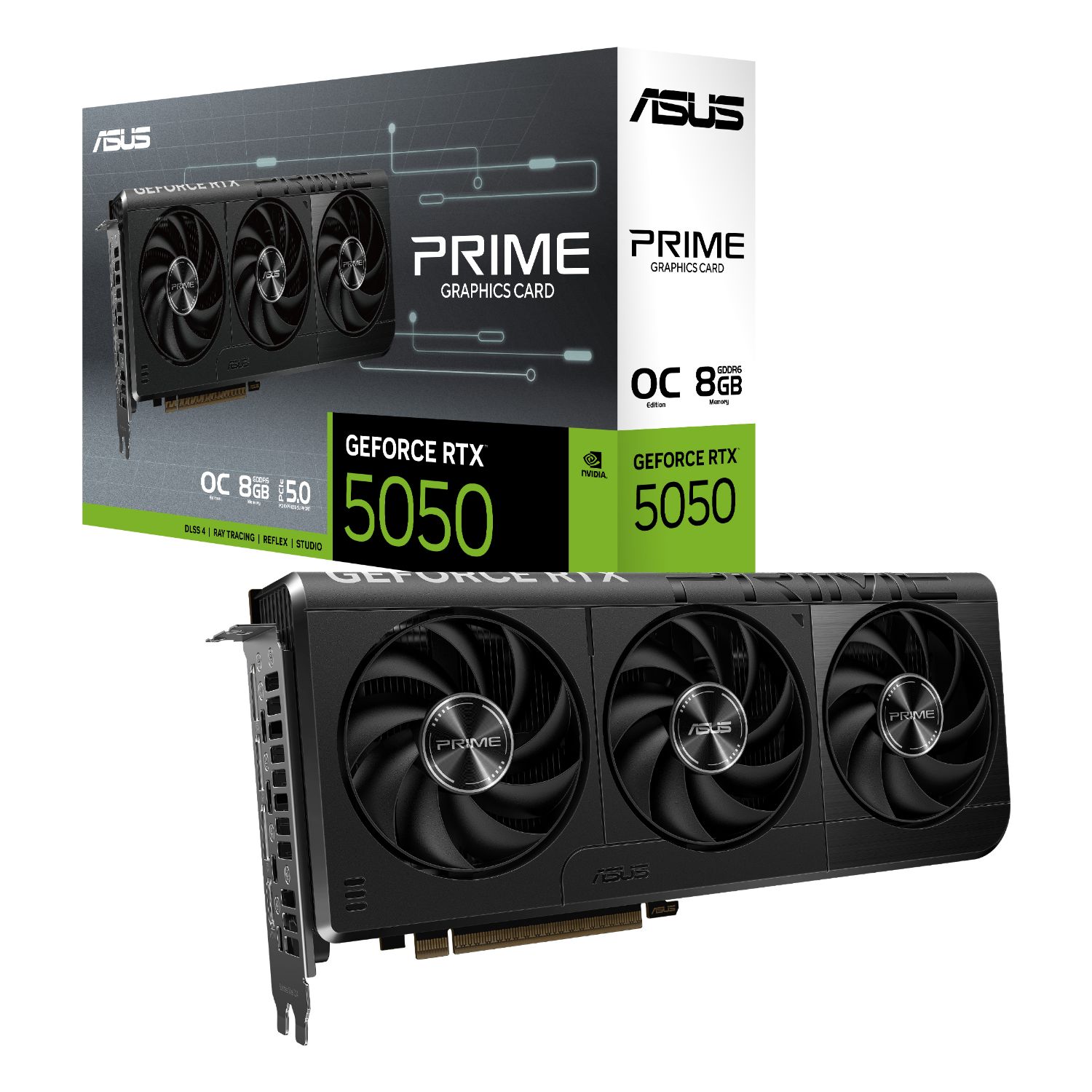 90YV0N70-M0NA00 - Tarjeta Grfica Nvidia GeForce ASUS PRIME-RTX5050-O8G 8Gb GDDR6 3xDP 2.1b 1xHDMI 2.1b PCIe 5.0 HDCP 2.3 Nvidia G-Sync OpenGL 4.6 (90YV0N70-M0NA00)