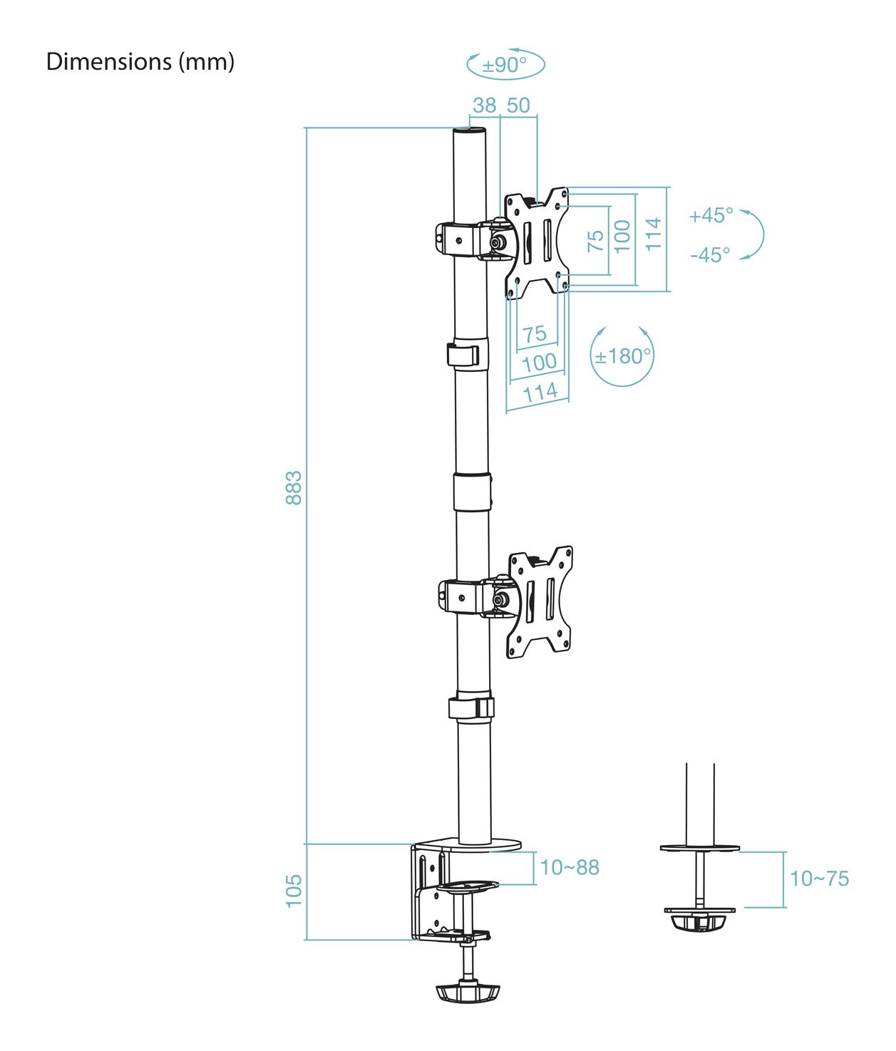 DB1233TNV-B - Soporte de Mesa TooQ 13