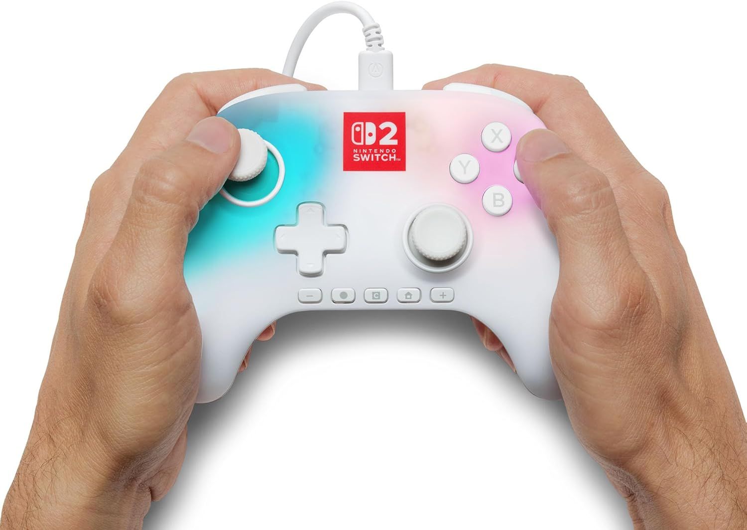 NSGP0524-01 - GamePad PowerANintendo Switch 2 Lumectra Blanco Cable USB-C 3m Iluminaci�n RGB (NSGP0524-01)