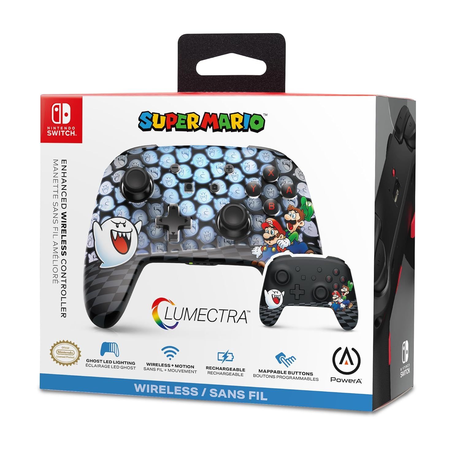 NSGP0431-01 - GamePad PowerA Wireless Nintendo Swicth Lumectra-Mario Peek-A-Boo Cable USB-C 3m (NSGP0431-01)