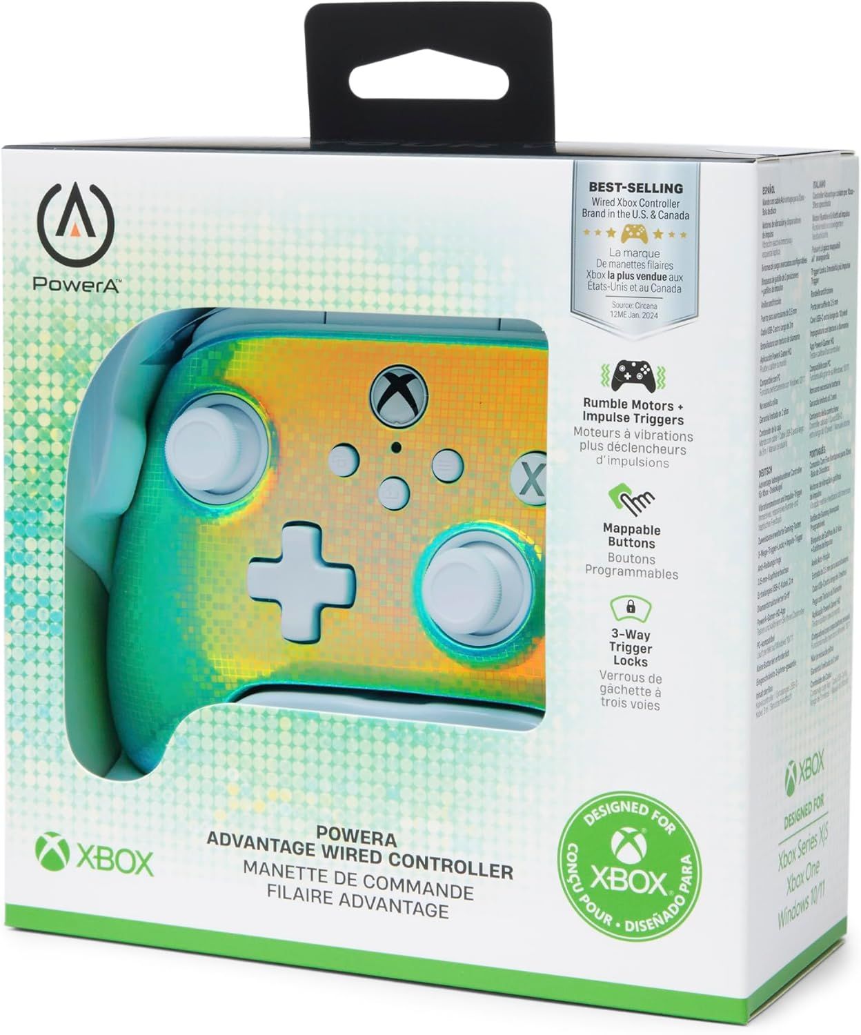 XBGP0393-01 - GamePad PowerA Advantage Xbox Series X/S Color Bola de Discoteca Cable USB-C 3m (XBGP0393-01)