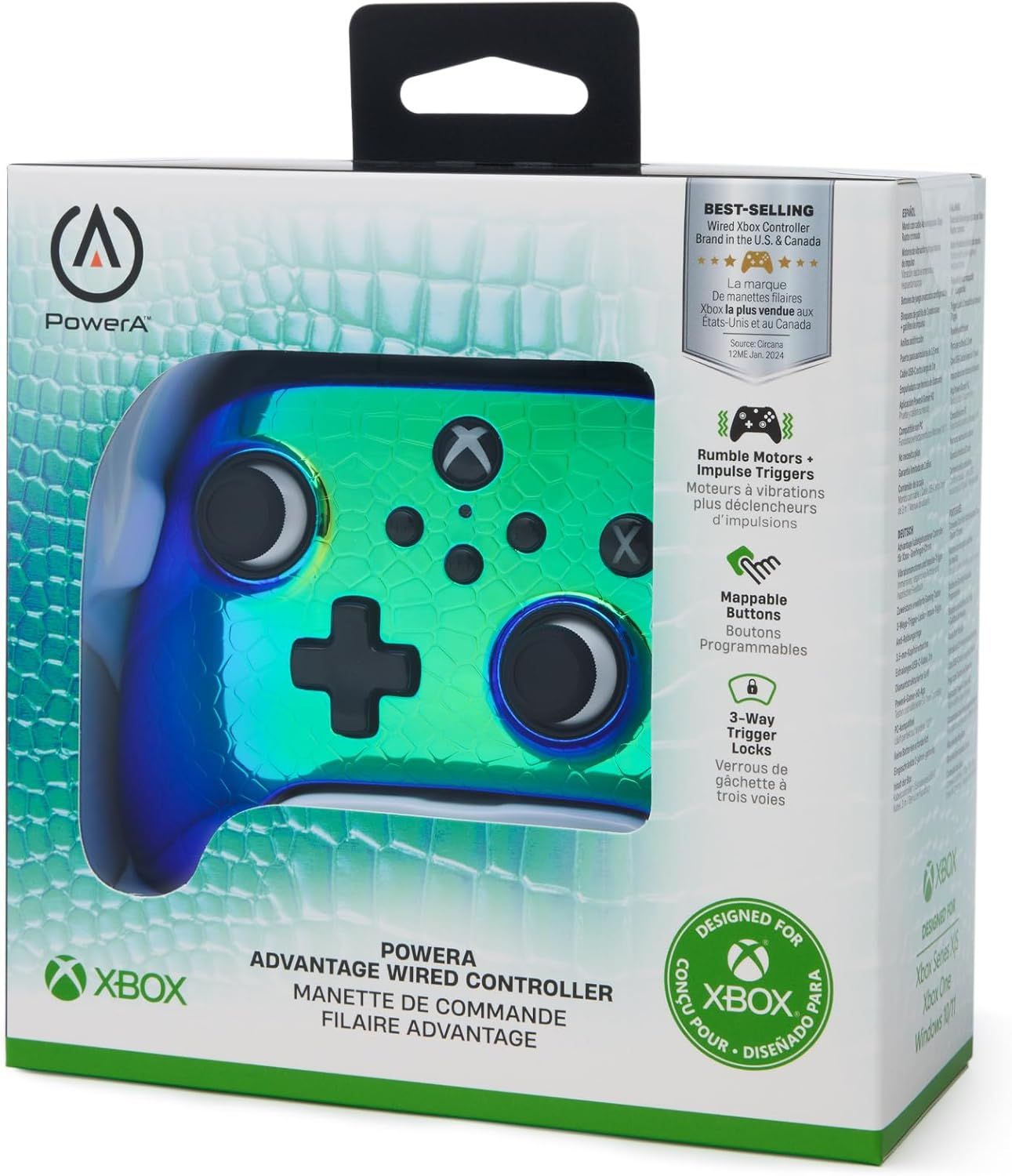 XBGP0396-01 - GamePad PowerA Advantage Xbox Series X/S Raptor Chrome Cable USB-C 3m (XBGP0396-01)