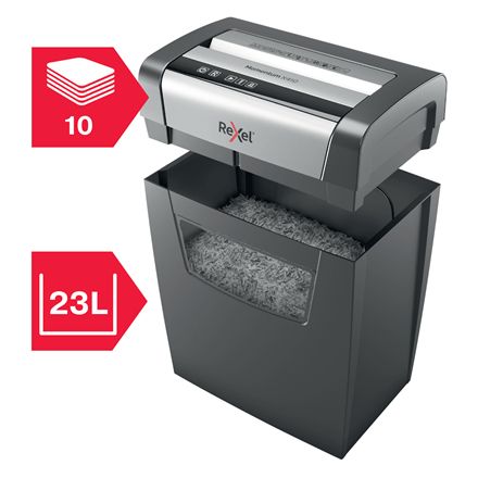 2104571EU - Destructora Rexel Momentum X410 Papel/Grapas/Clips Corte Cruzado P-4 23L Negra/Gris (2104571EU)