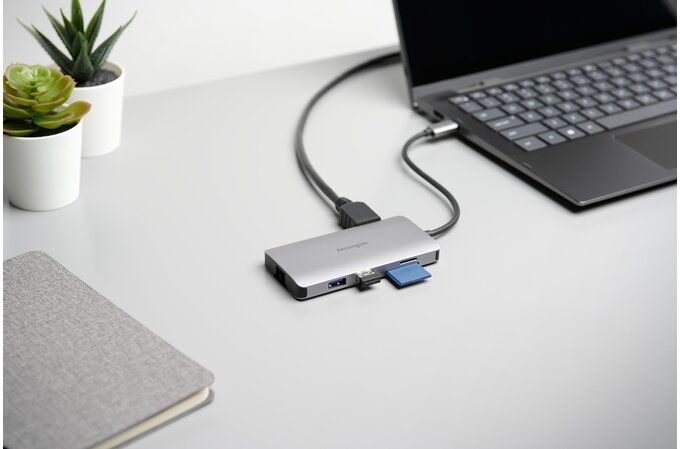 K33820WW - Docking Kensington UH1400P 8en1 USB-C 3.0 a 3xUSB-A 3.0/1xUSB-C 3.0 PD 85W/1xHDMI 2.0/1xRJ45/Lector Tarjetas TF/SD Ethernet GbE Negro/Plata (K33820WW)