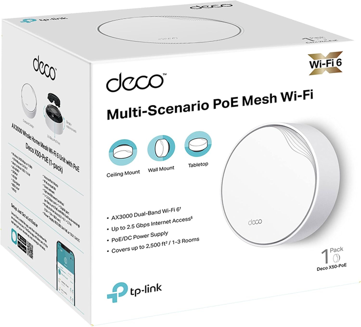 DECO X50-POE(1-PACK) - Sistema Mesh TP-Link AX3000 WiFi 6 DualBand PoE Blanco (DECO X50-POE(1-PACK))