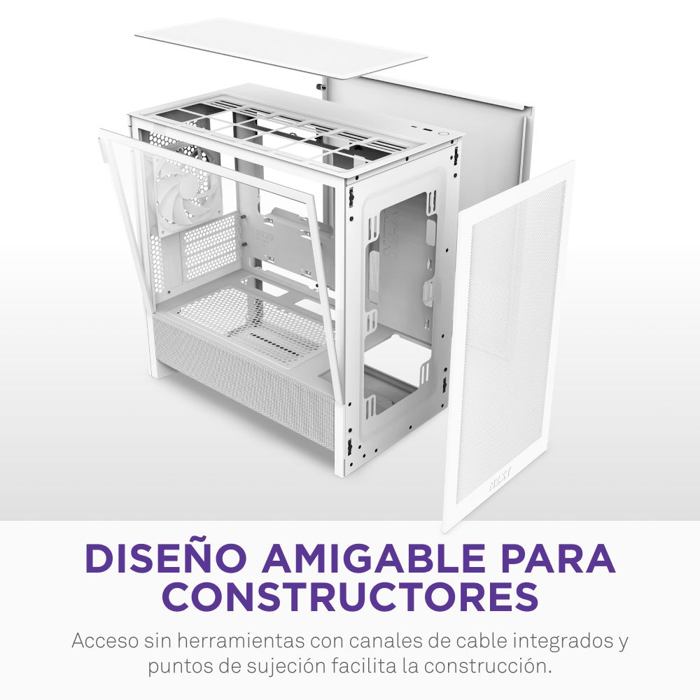 CC-H31FW-01 - Caja NZXT H3 Flow Panel Lateral de Cristal Templado 1xUSB-A 3.0 1xUSB-C 3.1 mATX Mini-ITX Blanca (CC-H31FW-01)