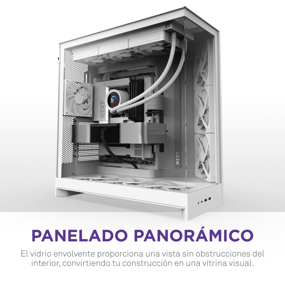 CM-H92FW-01 - Caja Gaming NZXT H9 Flow Panel Lateral de Cristal Templado 2xUSB-A 3.0 1xUSB-C 3.1 ATX EATX mATX Mini-ITX Blanca (CM-H92FW-01)
