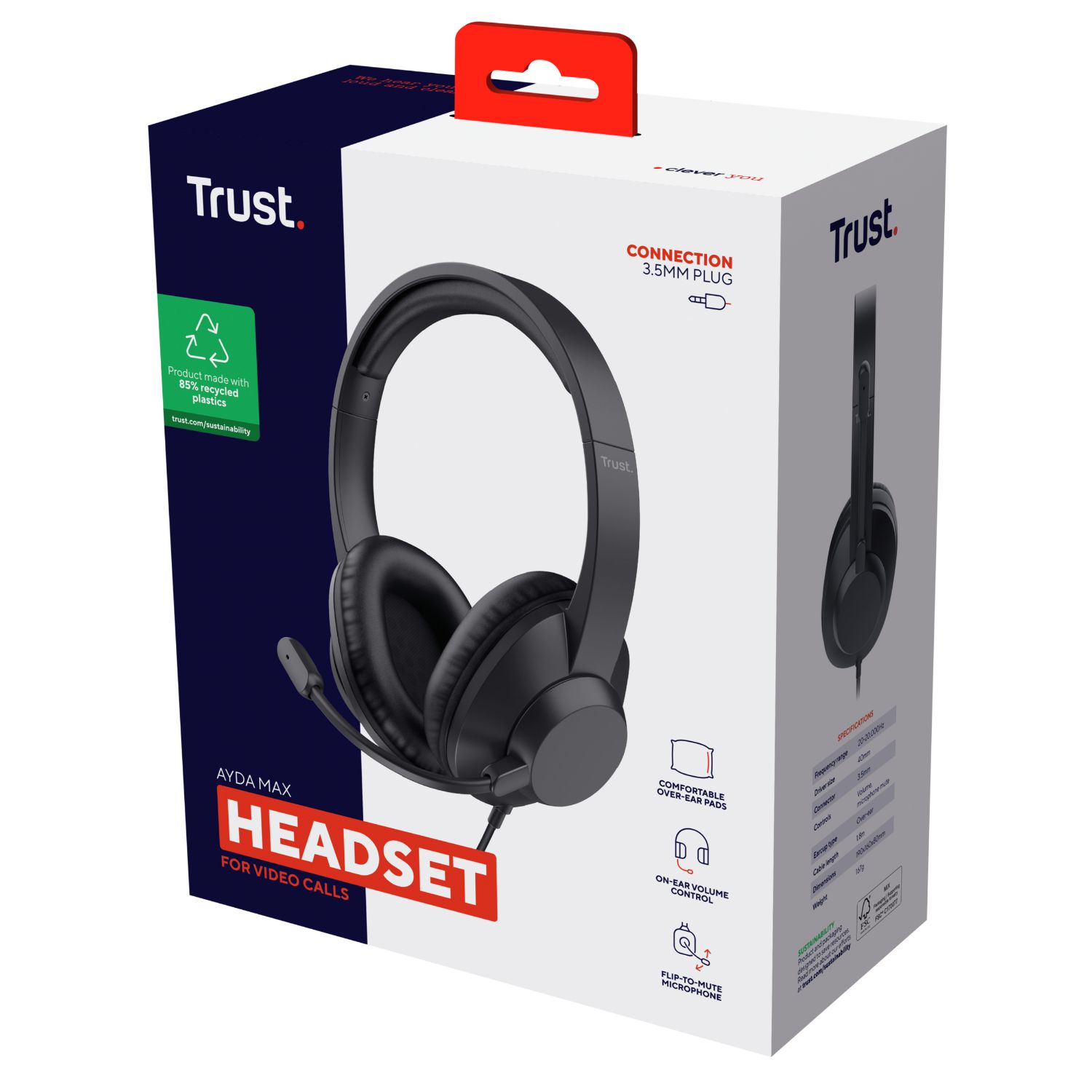 25460 - Auriculares+Micrfono Trust Ayda Max Circumaurales Binaurales Cable 1.8m 3.5mm Negros (25460)